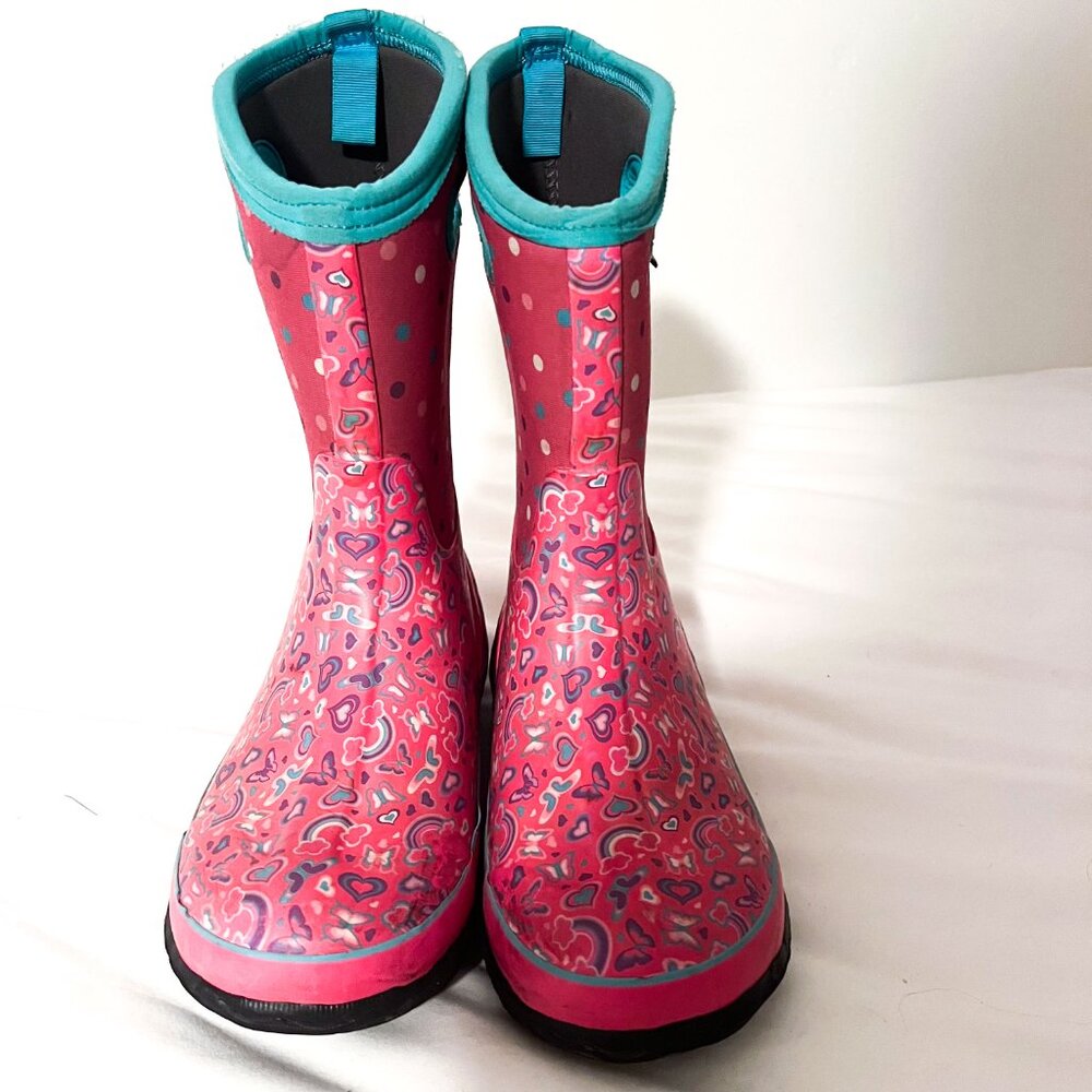 Bogs hearts/rainbows K Classic rain boots VGUC size 6 EU 39 - Picture 6 of 12